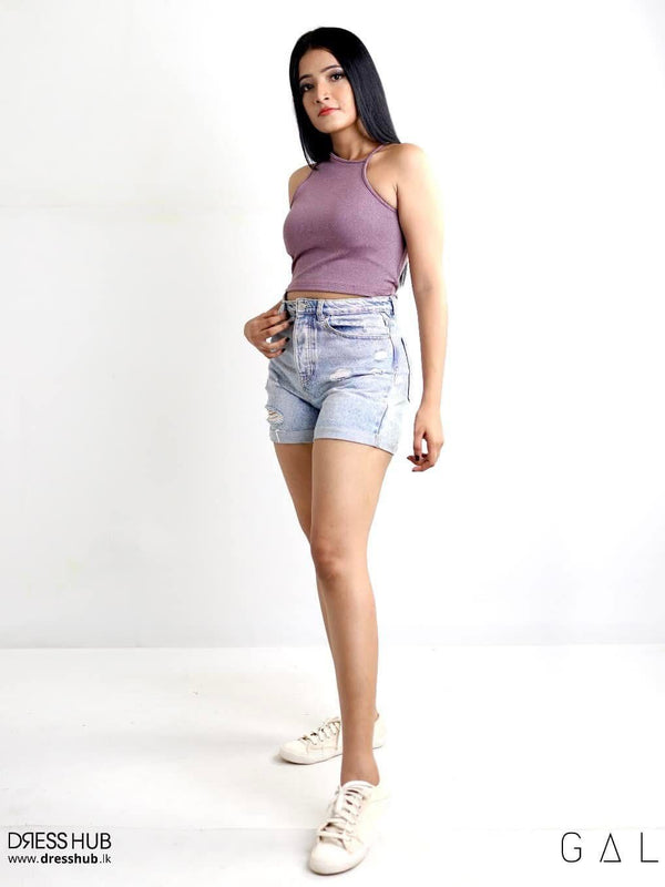 Ribbed High-Neck Crop Top