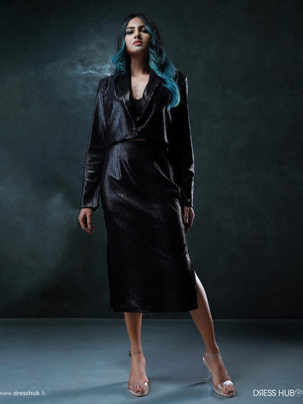 Black Bodycon Mini Party Skirt & Top