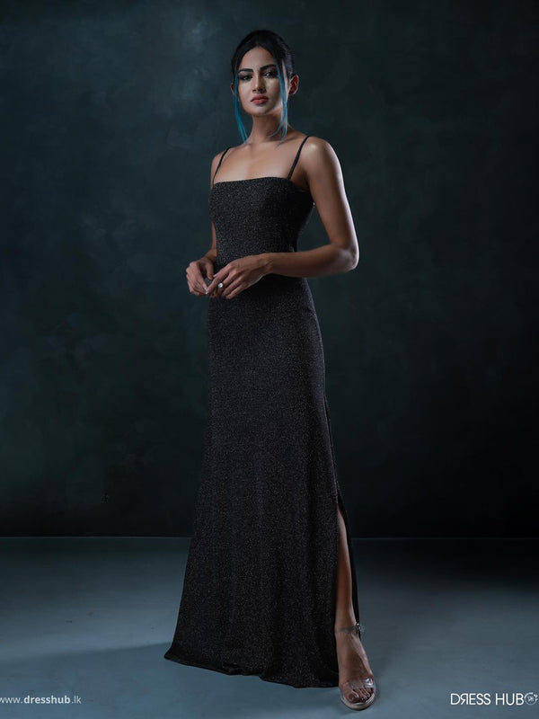 Black sparkle sleeveless maxi dress