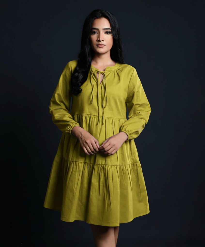 Ora loose fitto Double Frilled Dress