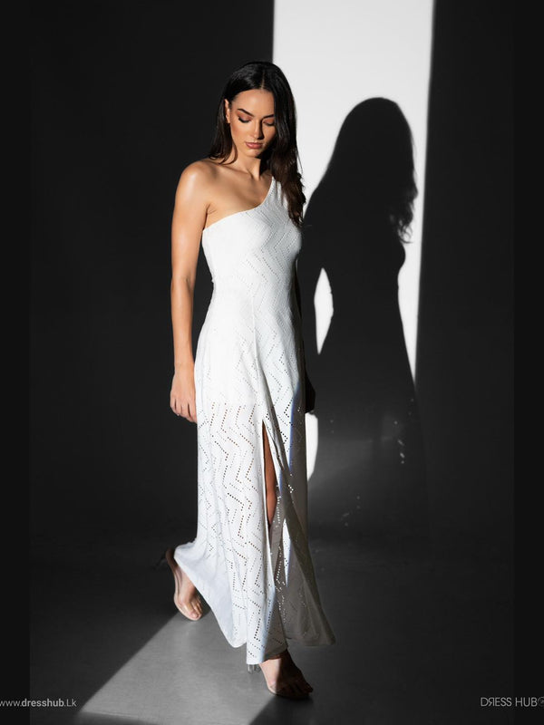 One Shoulder Thigh Slit Maxi Dress