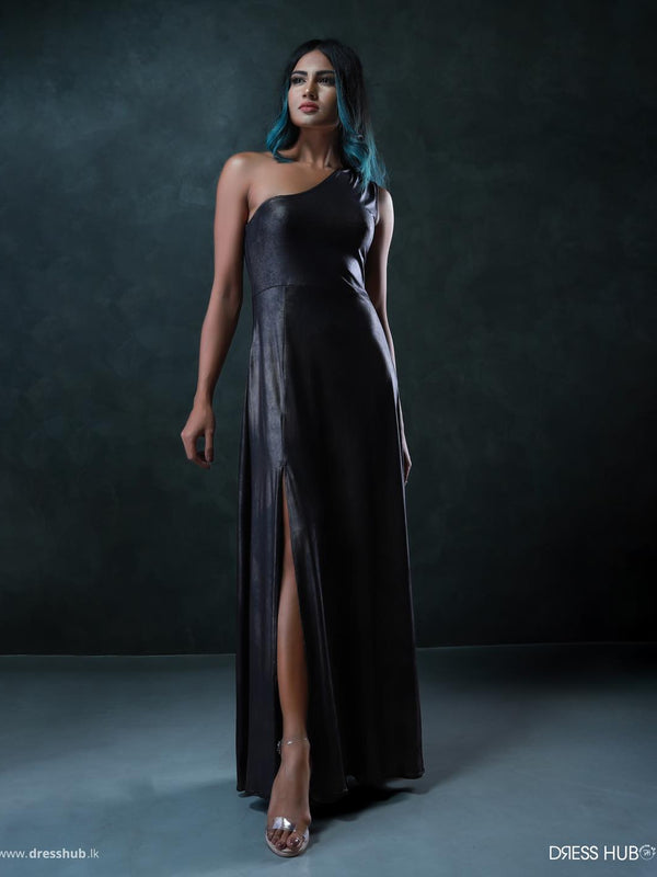 One Shoulder Black Frock