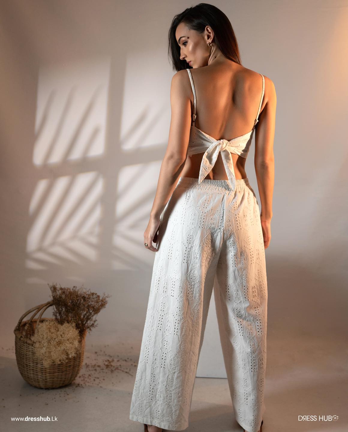 white eyelet lace co-ord set