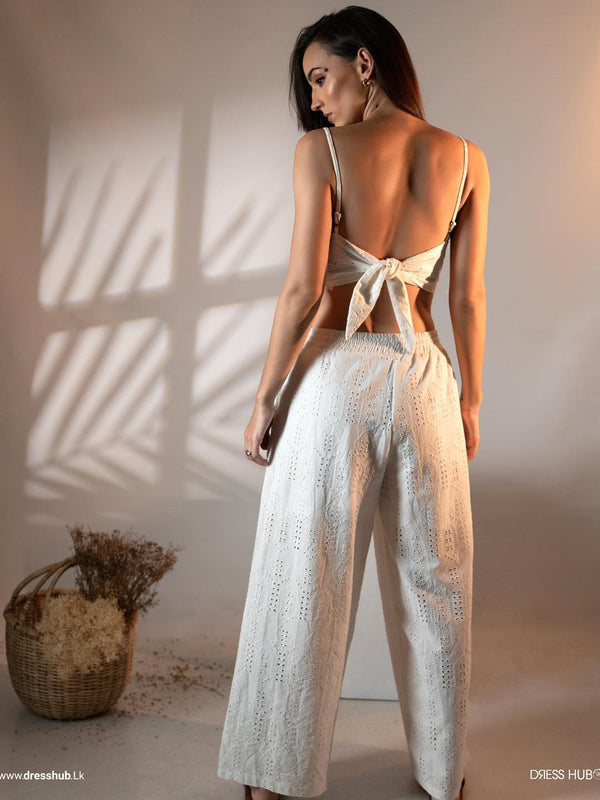 white eyelet lace co-ord set