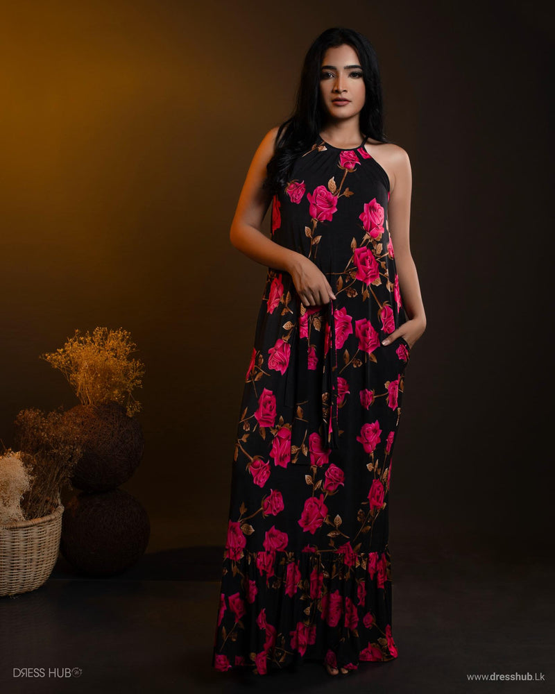 Rose Printed Maxi Dress