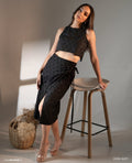 Velora Black Wrap Skirt Set