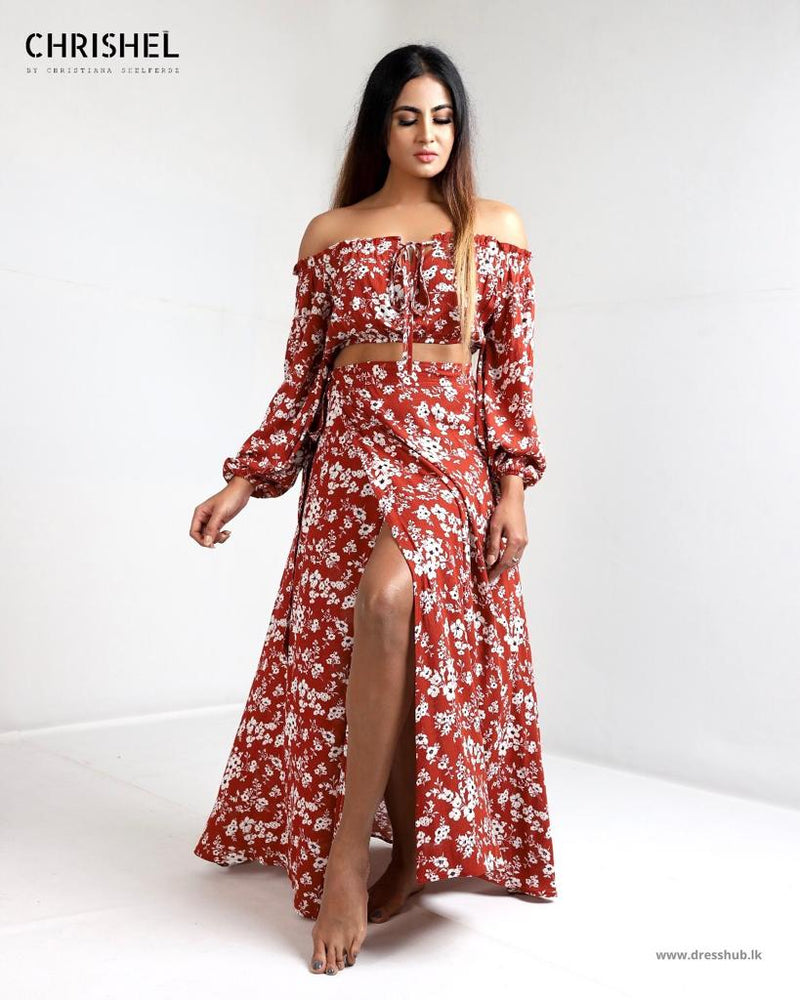 Trazo Brick Red Off Shoul