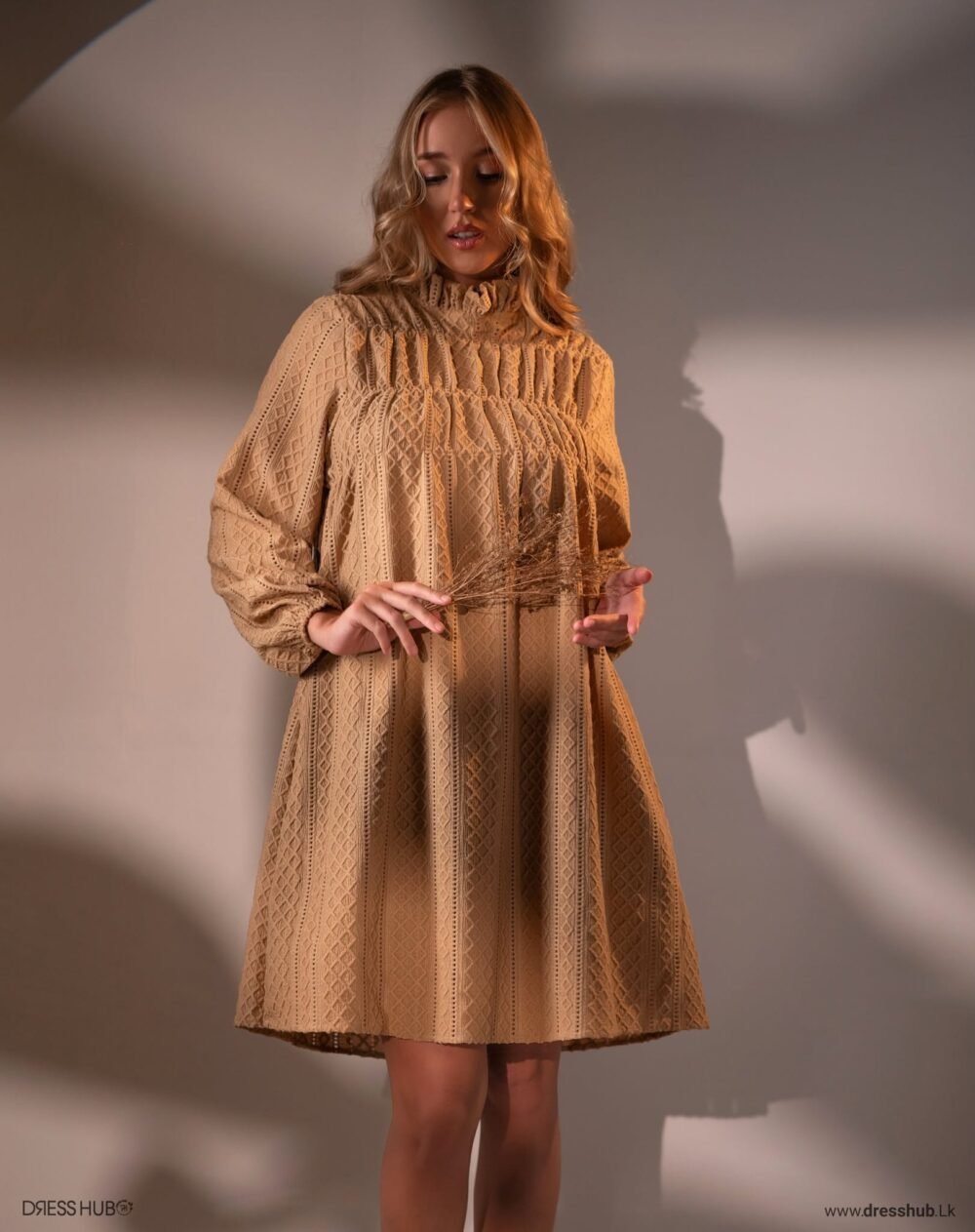 Sand High-Neck Long-Sleeve Dress from the Dress Hub collection